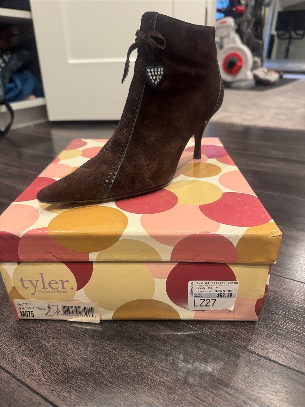 Richard Tyler Patty Brown Suede Pointed-Toe Ankle Boot